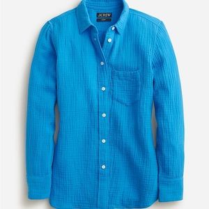 NWT JCrew Women’s Button Down Double Gauze Shirt Barcelona Blue size 00